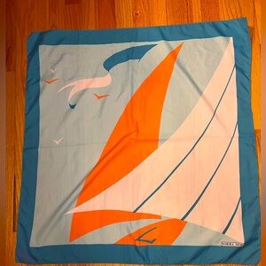 Vintage Norma Dori Square Scarf Nautical Sailboat Boat Bird Italy Multi Colored